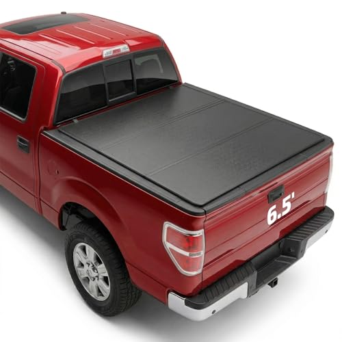 Image of BDFHYK Hard Tri-Fold Tonneau Cover for Ford F-150 2004-2014 & Lincoln Mark LT 2006-2014 6.5 ft (78 inch-79 inch) Styleside Bed, Waterproof Low Profile Truck Bed Cover with Anti-Theft Lock, Easy Install