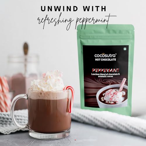Image of Cocosutra Peppermint Drinking Chocolate Mix, 100g | Hot or Cold, Gluten Free, Serves 5 Cups