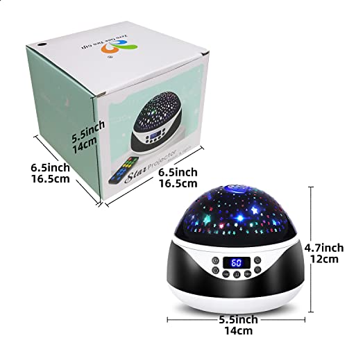 Rtosy Stars Night Light Projector With Timer & Music, Remote Control Projection Lamp For Kids, Rotating Kids Night Lights For Bedroom, Sleep Helper And Gift Choice For Babies Girls Boys (Black) #TOP5