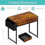 Lufeiya Small Computer Desk with 2 Drawers for Bedroom, 31 Inch Home Office Desk with Storage Fabric Drawer and Bag, Study Writing Table for Small Spaces, Rustic Brown - Image 3