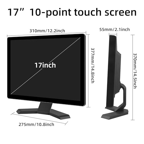 Image of 17 inch 10-Point Touch 4:3 Full HD 1280x1024 Square Touch Screen Monitor with HDMI USB Ports, VESA, Touchscreen for PC POS Machine Win 10 11, Built-in Speakers