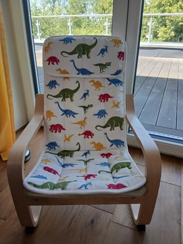 IKEA POANG Kindersessel Birkenfurnier / Medskog Dinosaurier Muster