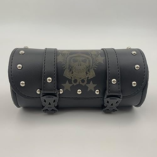 Rnvinry Motorcycle Universal Handlebar Side Bag Black PU Leather ...