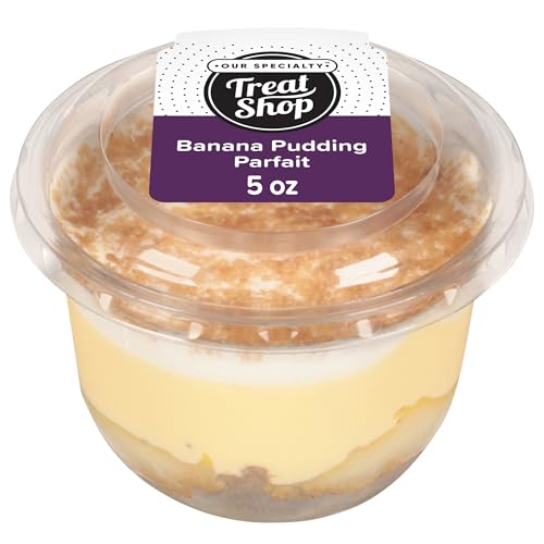 Our Specialty Banana Pudding Cups with Lids, Parfait Mini Dessert Cups with Whipped Topping, 5 Oz
