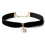 [アイドルコ] パール レザー チョーカー 黒 レディース ネックレス レディース ビジュー