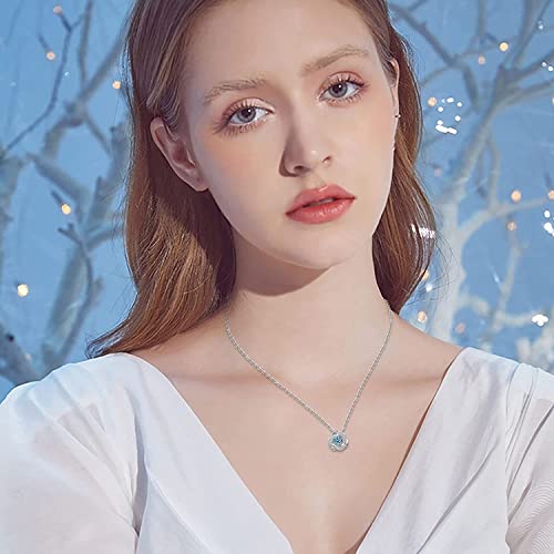 Heart Of The Ocean Necklace, Bright Heart Clover Rose Smart Necklace Silver Plated Blue Zirconia Fashion Beating Heart Pendant Clavicle Chain Party Prom Valentine's Day Jewellery #TOP7