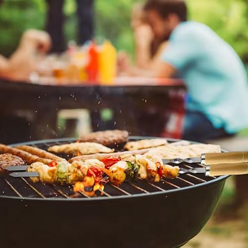 7 Stück Premium Edelstahl Grillspieße Set – Flache 2 mm Spieße, 55cm Lang und 10mm Breit, Rostfrei & Wiederverwendbar, Ideal für BBQ Fleisch, Gemüse & Kebab – Perfekt für Grill, Barbecue & Camping