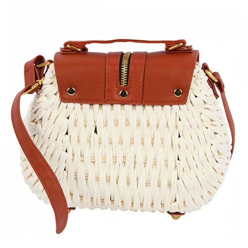 Sac porté épaule en paille tressée pochette bohème de plage pour l'été