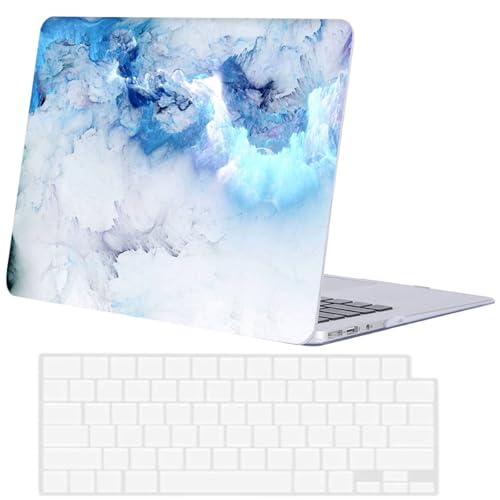 Carcasa MacBook Pro 15 Mármol Azul Fluido para Modelos A1707 A1990 con Protector de Teclado