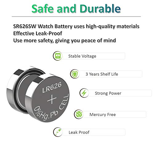 Kaponsec 10 Pack Sr626Sw Ag4 Equivalent 377S 377 Lr626 1.5V Button Cell Watch Battery Replacement #TOP3