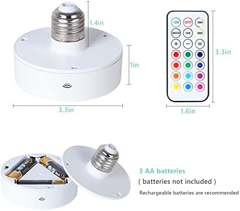 Kingmi 2 Pack Battery Operated LED Puck Lights with Wireless Remote Controller, 13 Color RGB, AA Battery, Dimmable, Wireless, E26/E27 Screw, Wall Sconce