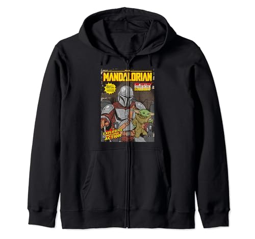 Star Wars Mandalorian & The Child Comic Book Cover Zip Hoodie