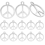 60pcs Antique Silver Peace Symbol Charms Pendant Vintage Alloy Peace Sign Dangle Charms for DIY Necklace Bracelet Craft Supplies Jewelry Making