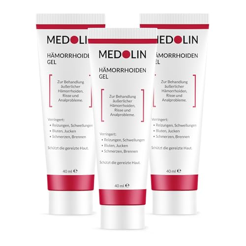 Medolin® Hämorrhoiden Gel 3er Set - Gegen Schwellungen, Juckreiz, Schmerzen & Blutungen - Hämorrhoiden Salbe bei Krampfadern am Anus - Wissenschaftlich bestätigte Wirkung, 40 ml