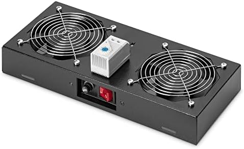 DIGITUS Dachlüftereinheit für Wandgehäuse - 276 m³/h freiblasender Volumenstrom - 2x Lüfter - Thermostat - Schwarz