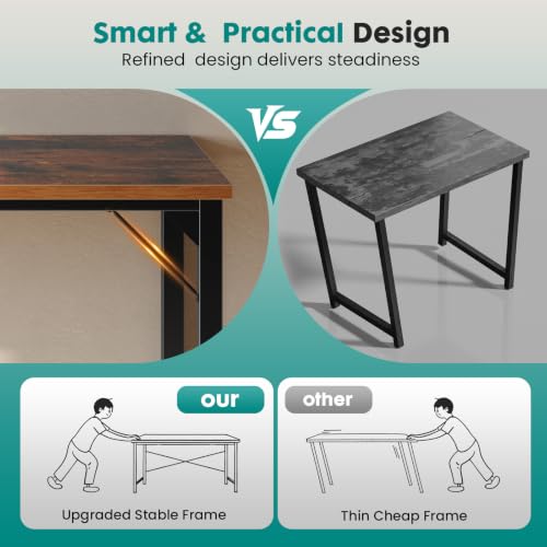 Image of OLIXIS 63-Inch Large Computer Desk for Home Office, Brown