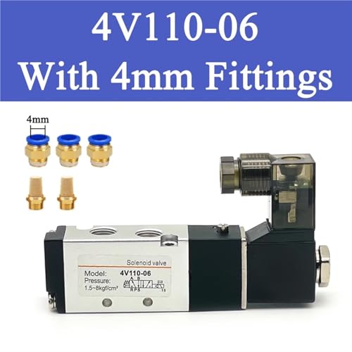 Válvula solenoide 4V110-06 de 5 vías y conector neumático de 4mm AC110V para control de aire 3