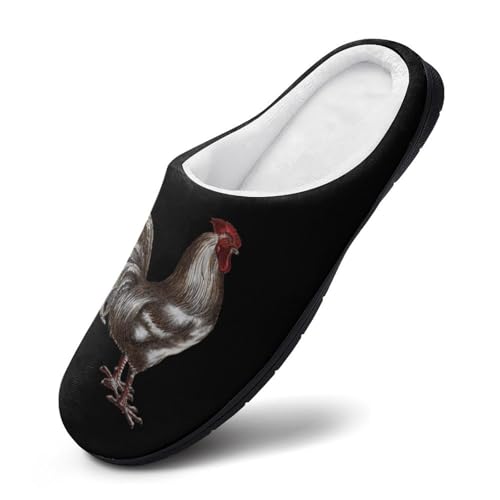Rooster Cock Womens Cotton Slippers Anti-slip Rubber Sole Winter Warm House Shoes For Daily Wear2
