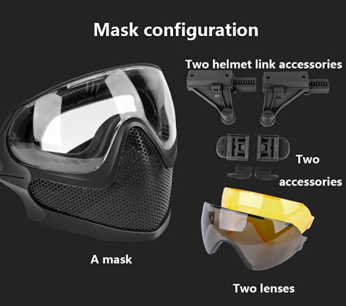 ACEXIER Airsoft Paintball Caza Equipo táctico de Modo Dual Actualización Malla de Acero Media mascarilla Militar Juego de Guerra Máscara Protectora