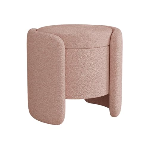 Coffre de rangement rose en tissu velours avec assise capitonnée