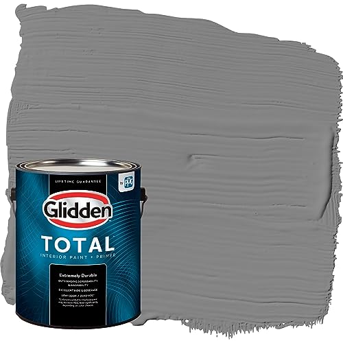 Glidden Total Interior Wall Paint & Primer All-in-One, Dover Gray/Gray, Semi-Gloss, 1 Gallon