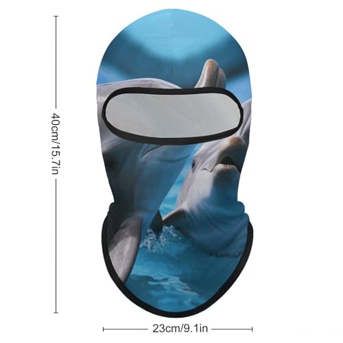 Balaclava para hombre, máscara para esquí y ciclismo, cubreboca con diseño de dos delfines en el agua, ideal para invierno miniatura 2
