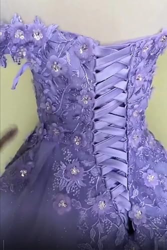 Off The Shoulder Quinceanera Dresses Lace Appliques Ball Gowns 3D Floral Flowers Sweet 16 Prom Gowns for Women3