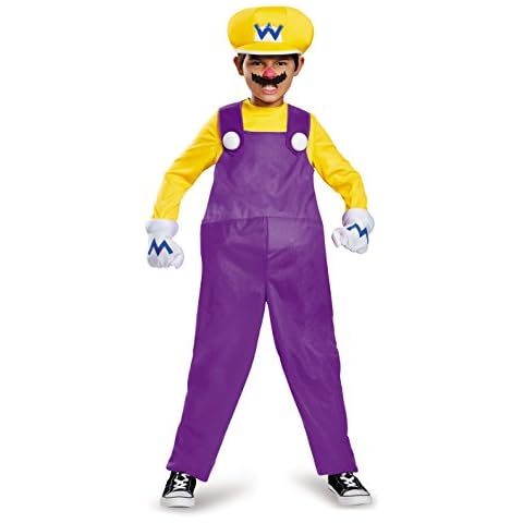 DISGUISE 98815K Deluxe Wario Mario Costume Kids Halloween, M Cover