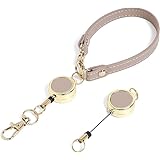 [GRAV] リールストラップ リール キーホルダー キーチェーン キーリール ワイヤー リール式 伸びる 丈夫 頑丈 (グレージュ/ゴールド金具)