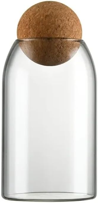 Glass Terrarium with Airtight Wood Lid (Ball Cork) | Closed Terrarium Planter | Clear Glass Bottle Jar Container | 800ml / 27oz | Moss Terrarium Jar | Indoor Ecosystem Decoration Gifts (Only Jar)