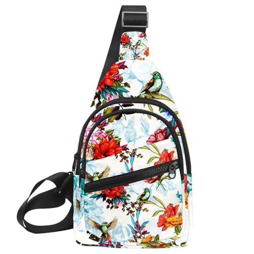 Mochila cruzada impermeable para mujer con colorido diseño de flores retro
