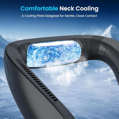 Image of Tp MaX PoRtAbLe BlAdElEsS NeCk FaN ReChArGeAbLe HaNdS FrEe PeRsOnAl CoOlInG FaN | 360 AiRfLoW WeArAbLe NeCk FaN | 3 SpEeD USB ReChArGeAbLe MiNi FaN FoR TrAvEl OfFiCe HoMe OuTdOoR SuMmEr UsE (MuLtIcOlOr iCe)