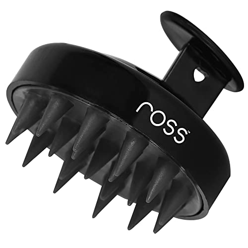 Ross Round Hair Scalp Manual Head Massager Shampoo Hair Brush, Super Soft Bristles for Exfoliating, Anti-Dandruff (Black)