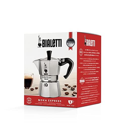 Bialetti Moka Express Aluminium Stovetop Coffee Maker (2 Cup), 8x11x11