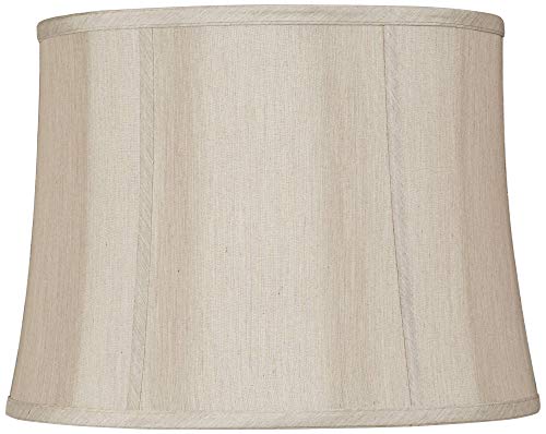 Taupe Medium Softback Round Lamp Shade 14" Top X 16" Bottom X 12" High (Spider) Replacement With Harp And Finial - Springcrest #TOP1
