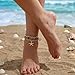 Fesciory Beaded Ankle Bracelets for Women, Boho Shell Anklet Set with Starfish Conch Seashell, Adjustable Hawaiian Summer Beach Foot Jewelry Fashion Gift(Starfish 6Pcs)