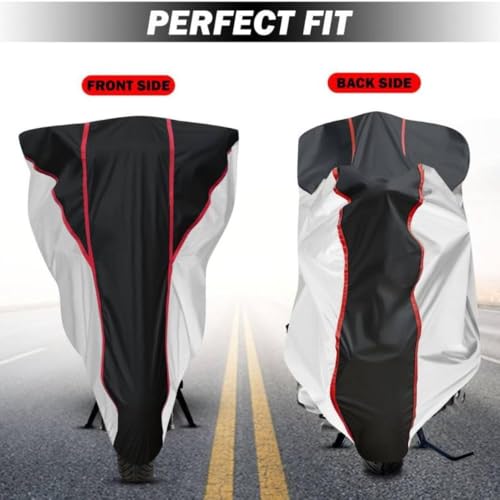 Image of Waterproof Bike Body Cover Compatible with Tvs Apache RTR 160 Dustproof Scratchproof - Motorcycle Cover for Two Wheeler, Outdoor Full Cover with UV, Duty, Rain Protection (Silver Top Black) R1