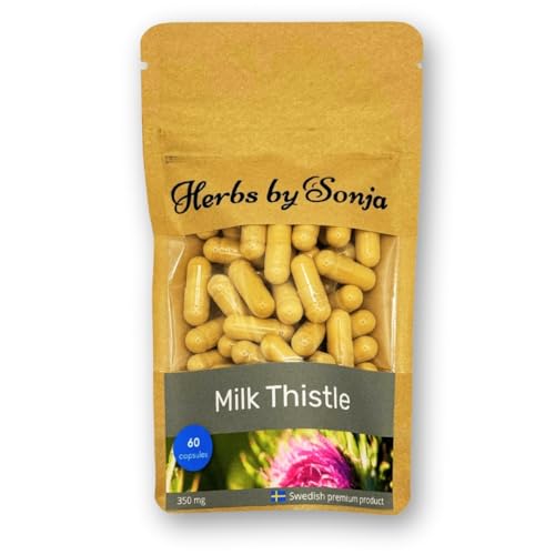 Gélules de Chardon-Marie 350 mg – Extrait 20:1 hautement concentré – Standardisé à 80% de silymarine – 60 gélules – Complément alimentaire à base de plantes – Sans OGM, sans gluten