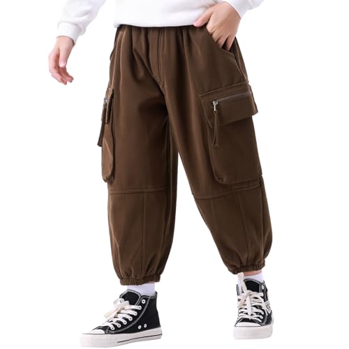 Erasers&pencils Boys Cargo Joggers Pants Elastic Waist Casual Jogging Trousers Bottom for Kids 3-8Years
