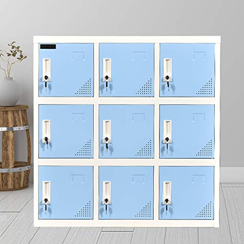 MAYROY Metal Locker Office Storage Locker Home Steel Locker School Storage Organizer, Storage Cabinet for Kids Students Employee (W9D) (Blue)