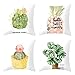 Aeici Set 4 Federe Cuscino Copricuscini Fantasia, Federe Cuscini Rettangolari 50x50cm Fodera per Cuscini Rettangolari Ananas del Cactus in Vaso della Pianta Bianco Set 6