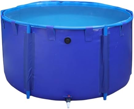 Rygcrud Round Canvas Fish Pond, Above Ground Pool, Flexible PVC Liner with Frame, Holding Tank for Aquatic Breeding, as Baptism Pool, Easy to Set Up1x0.6 m