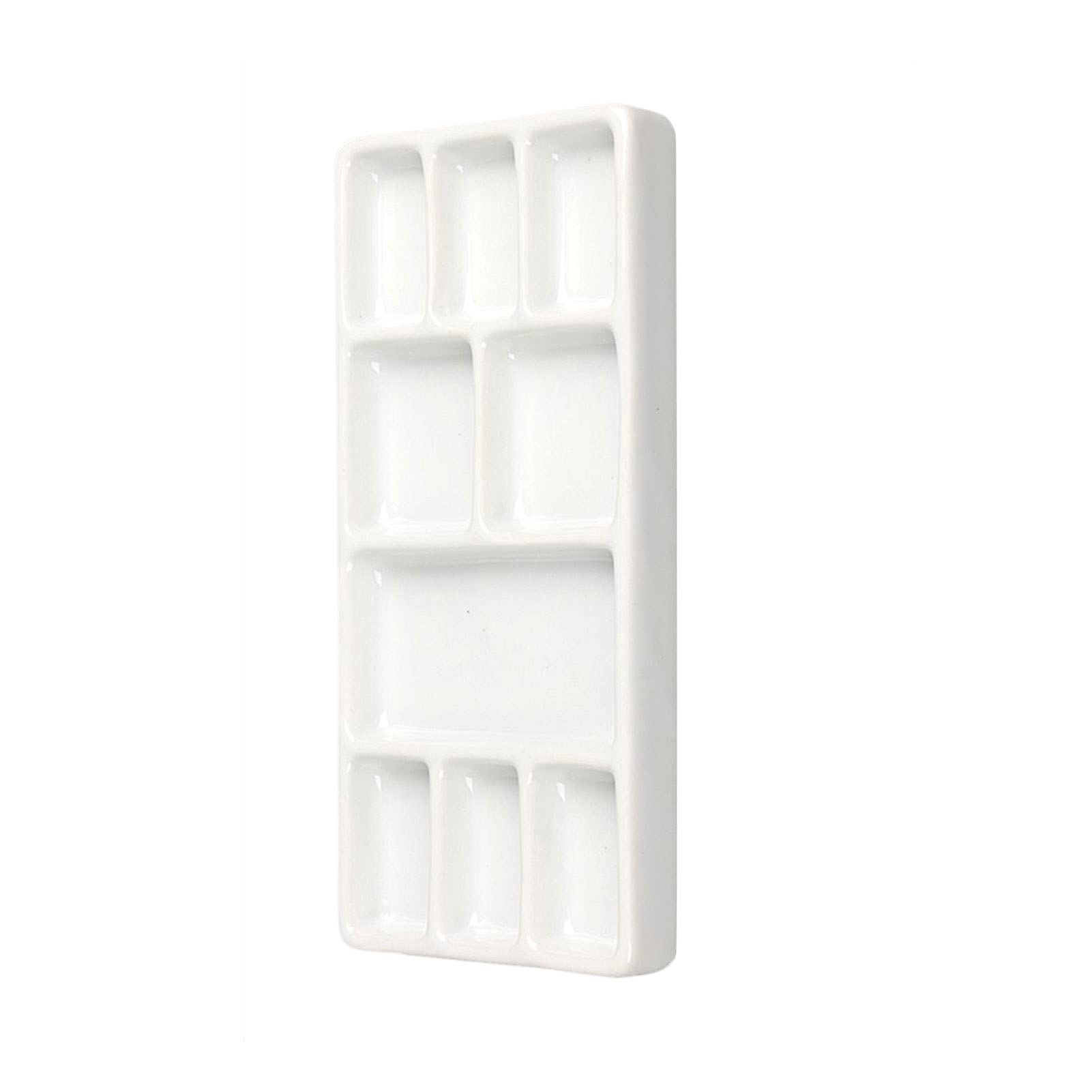 Paleta plana para mezclar pintura, Paleta de mezcla pintura cerámica rectangular plana, blanco/cian, óleo, acuarela, gouache(Bianco)