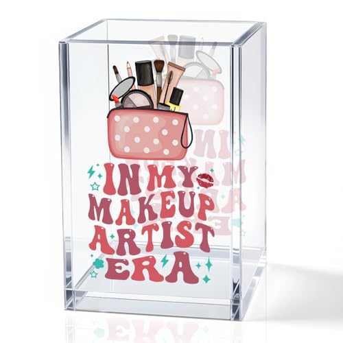 Image of In My Makeup Artist Era Acrylic Cosmetic Holder, Funny Makeup Brush Holder Gifts for Cosmetologist Women Girls, Bathroom Vanity Storage for Make up Brushes, Vanity Desk Accessories