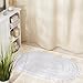 DII Crochet Collection Reversible Bath Mat, Small Oval, 17x24, White