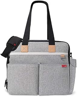 Skip Hop Diaper Bag: Iconic Duo Weekender, Extra Large Capacity with Changing Pad & Stroller Attachment, Grey Melange