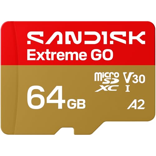 Image of SANDISK 64GB Extreme GO microSDXC UHS-I Card, 5K & 4K UHD Video, 170MB /s Read, 80MB /s Write, A2, U3, V30, High-Speed for Android, Action Camera & Gaming