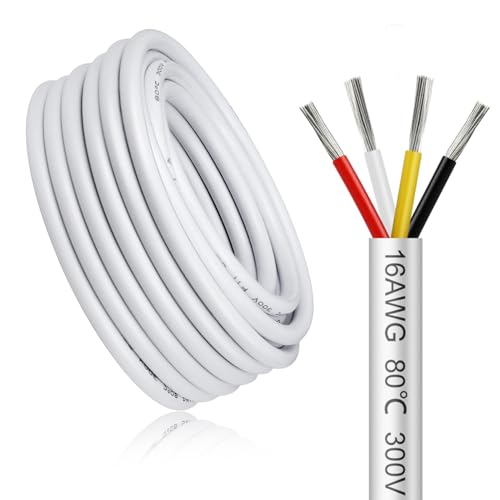 Adaptadores 12 V (CCTV) 6 Cable eléctrico de 5 metros 16AWG 4x1,5mm², blanco cable de 4 hil...