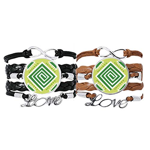 Bracelet Mexique totems en cuir vert : le cadeau de couple parfait pour la Saint-Valentin
