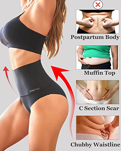 Image of FINETOO Light Tummy Control Underwear Women High Waisted Briefs Plus Size Shapewear Under Dress Ladies Panties S-XXXL